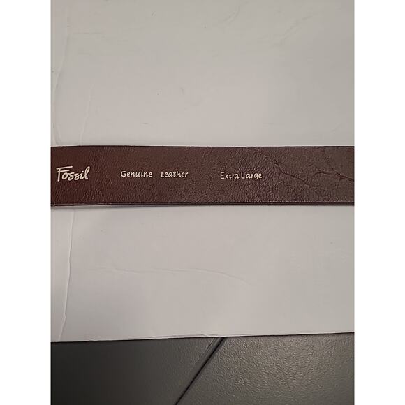 Fossil WMS Leather Belt Solid Brown Square Silver Buckle XL Adjustable 35-39" - Picture 8 of 10